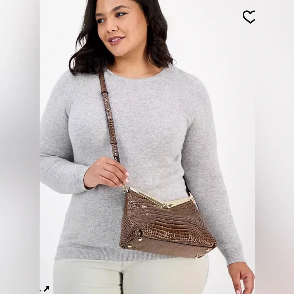 I.N.C. International Concepts Bawdii Croc-Embossed Shoulder Bag🤎🐊